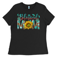 Black western blessed mom with sunflower Ladies Tee - texasbilliewilder