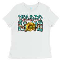 White western blessed mom with sunflower Ladies Tee - texasbilliewilder