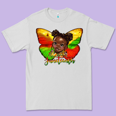 Juneteenth Butterfly Black Girl Premium Tee Designed By Hra Design Shop