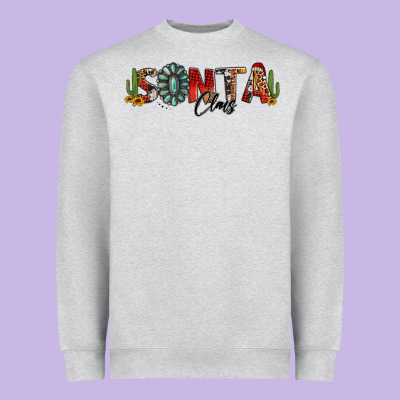 Western Christmas Santa Claus Sunflowers And Cactus Heavyweight Sweatshirt Designed By Jasminsmagicworld