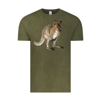 Vintage Olive Hand Drawn Wallaby Animal Vintage Tee - LillyAllenDesigns