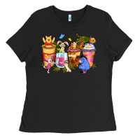 Black cartoon characters coffee cups Ladies Tee - Zillion Design Studio