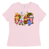 Bubblegum Pink cartoon characters coffee cups Ladies Tee - Zillion Design Studio