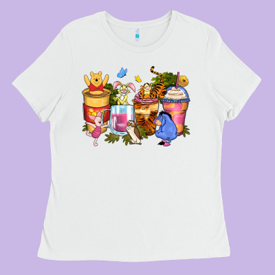 Cartoon Characters Coffee Cups Ladies Tee Designed By Zillion Design Studio