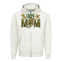 Oatmeal Heather Boy Mom Zipper Hoodie - BundleAndBundleShop