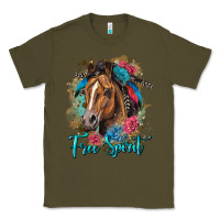 Army Green free spirit quarter horse floral Classic Tee - LillyAllenDesigns