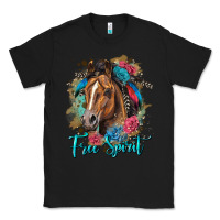 Black free spirit quarter horse floral Classic Tee - LillyAllenDesigns