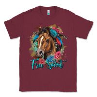 Burgundy free spirit quarter horse floral Classic Tee - LillyAllenDesigns