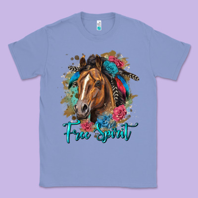 Free Spirit Quarter Horse Floral Classic Tee Designed By Lillyallendesigns