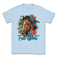 Dusty Blue free spirit quarter horse floral Classic Tee - LillyAllenDesigns