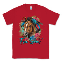Red free spirit quarter horse floral Classic Tee - LillyAllenDesigns