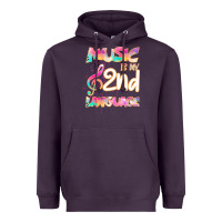 Plum Cool I Love Music Shirt Gifts Music Is My Second Language Heavyweight Hoodie - Bettercallsaul