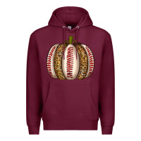 Burgundy Baseball Pumpkin Premium Hoodie - texasbilliewilder