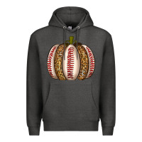 Charcoal Heather Baseball Pumpkin Premium Hoodie - texasbilliewilder