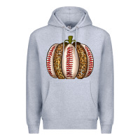 Heather Grey Baseball Pumpkin Premium Hoodie - texasbilliewilder