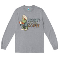 Heather Grey froggy before coffee Long Sleeve Tee - MaliasSmallBusiness
