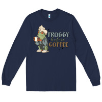 Navy froggy before coffee Long Sleeve Tee - MaliasSmallBusiness