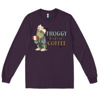 Plum froggy before coffee Long Sleeve Tee - MaliasSmallBusiness