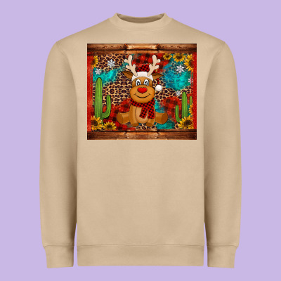 Western Christmas Reindeer Heavyweight Sweatshirt Designed By Jasminsmagicworld