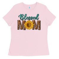 Bubblegum Pink western blessed mom with sunflower Ladies Tee - texasbilliewilder