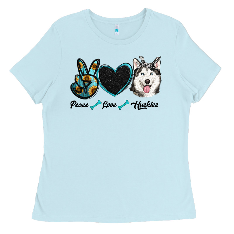 Peace Love Huskies Ladies Tee by RanaPortraitStore | Teevron