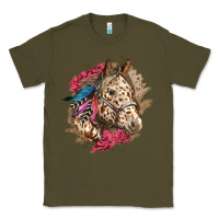 Army Green Floral Appaloosa Horse With Feathers Classic Tee - LillyAllenDesigns