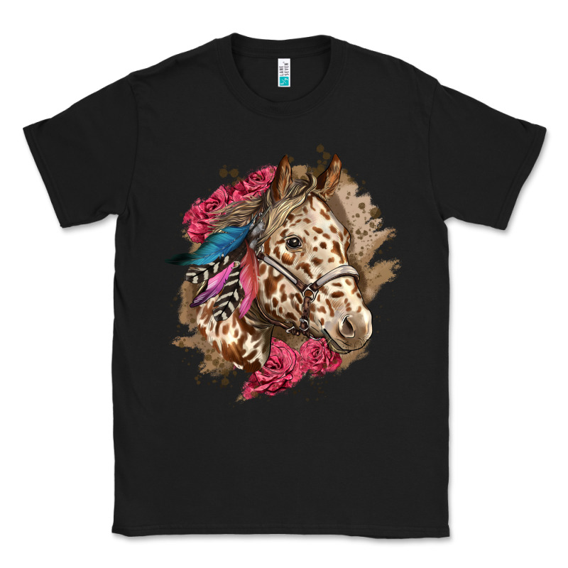 Floral Appaloosa Horse With Feathers Classic Tee by LillyAllenDesigns | Teevron