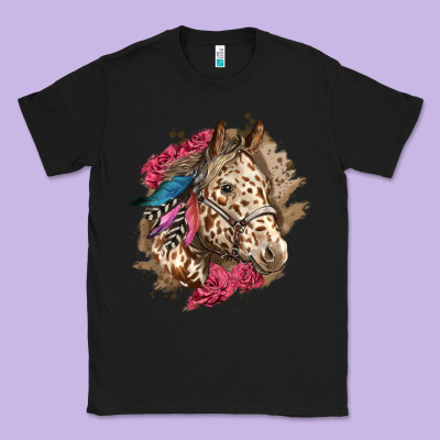 Floral Appaloosa Horse With Feathers Classic Tee Designed By Lillyallendesigns