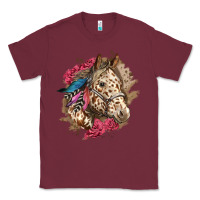 Burgundy Floral Appaloosa Horse With Feathers Classic Tee - LillyAllenDesigns