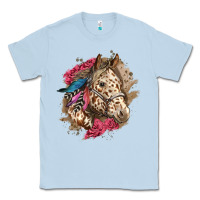 Dusty Blue Floral Appaloosa Horse With Feathers Classic Tee - LillyAllenDesigns
