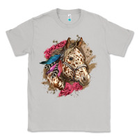 Moon Dust Floral Appaloosa Horse With Feathers Classic Tee - LillyAllenDesigns