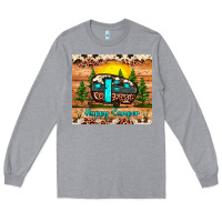 Heather Grey happy camper Long Sleeve Tee - JahusDesignShop