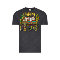 Vintage Black happy camper caravan and gnome Vintage Tee - BarkalooDesign