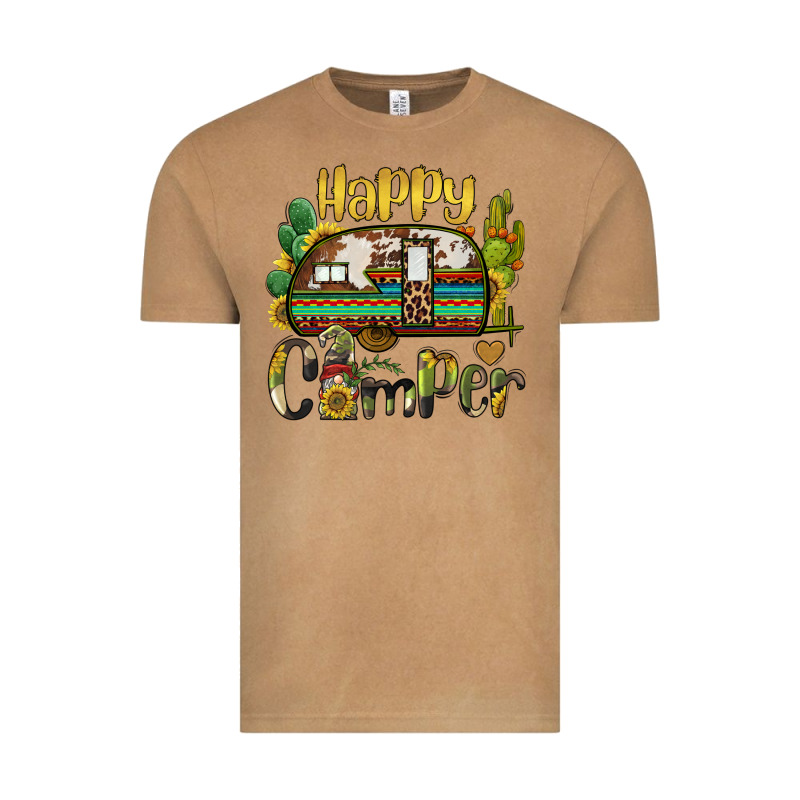 Happy Camper Caravan And Gnome Vintage Tee by BarkalooDesign | Teevron