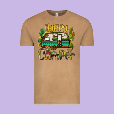 Happy Camper Caravan And Gnome Vintage Tee Designed By Barkaloodesign