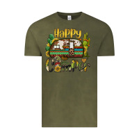 Vintage Olive happy camper caravan and gnome Vintage Tee - BarkalooDesign