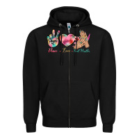 Black Peace Love Nail Hustler Zipper Hoodie - BundleAndBundleShop