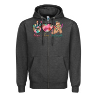 Charcoal Heather Peace Love Nail Hustler Zipper Hoodie - BundleAndBundleShop