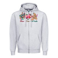 Heather Grey Peace Love Nail Hustler Zipper Hoodie - BundleAndBundleShop