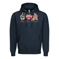 Navy Peace Love Nail Hustler Zipper Hoodie - BundleAndBundleShop