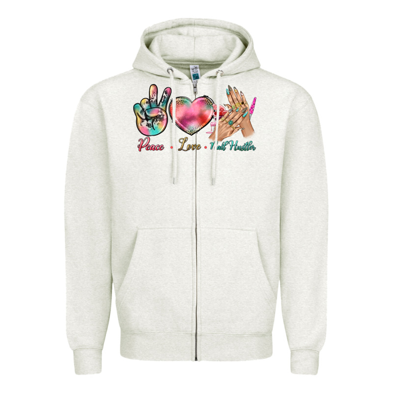 Peace Love Nail Hustler Zipper Hoodie by BundleAndBundleShop | Teevron
