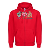 Red Peace Love Nail Hustler Zipper Hoodie - BundleAndBundleShop