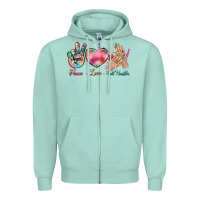 Seafoam Peace Love Nail Hustler Zipper Hoodie - BundleAndBundleShop