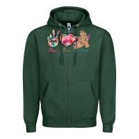 Sports Green Peace Love Nail Hustler Zipper Hoodie - BundleAndBundleShop