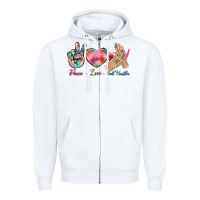 White Peace Love Nail Hustler Zipper Hoodie - BundleAndBundleShop