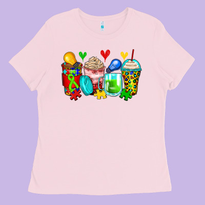 Autism Coffee Cups Ladies Tee Designed By Zillion Design Studio
