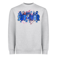 Heather Grey I am a survivor Colon Cancer blue ribbon Heavyweight Sweatshirt - NancyCooperArtShop