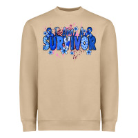Mushroom I am a survivor Colon Cancer blue ribbon Heavyweight Sweatshirt - NancyCooperArtShop