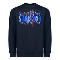 Navy I am a survivor Colon Cancer blue ribbon Heavyweight Sweatshirt - NancyCooperArtShop