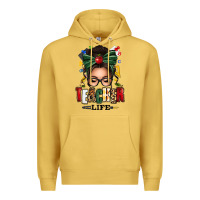 Antique Gold teacher life afro messy bun Premium Hoodie - texasbilliewilder